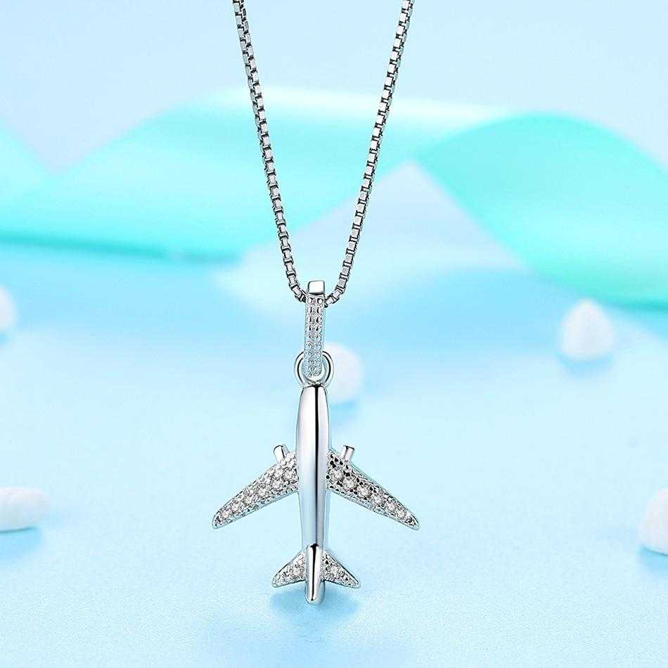 Women's Sterling Silver Aircraft Pendant With 18 Inch Chain