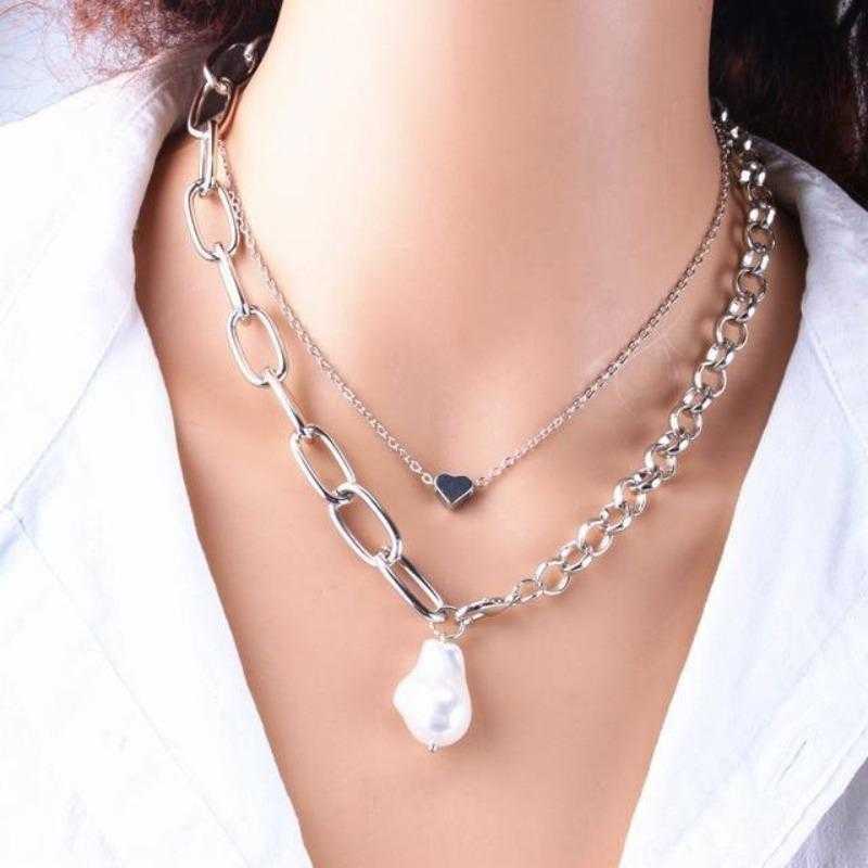 Double Layered Bohemian Choker Necklace With Heart Shaped Pendant