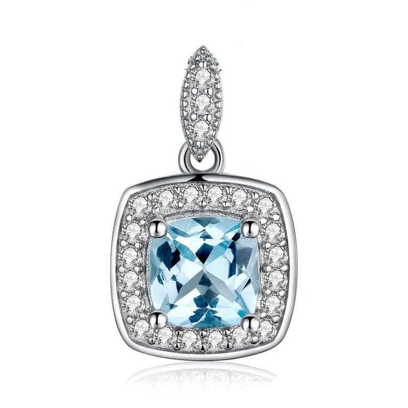 Women's Sky Blue Topaz Cut Sterling Silver Jewellery Set