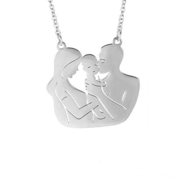 Women's Stainless Steel New Family Pendant Necklace