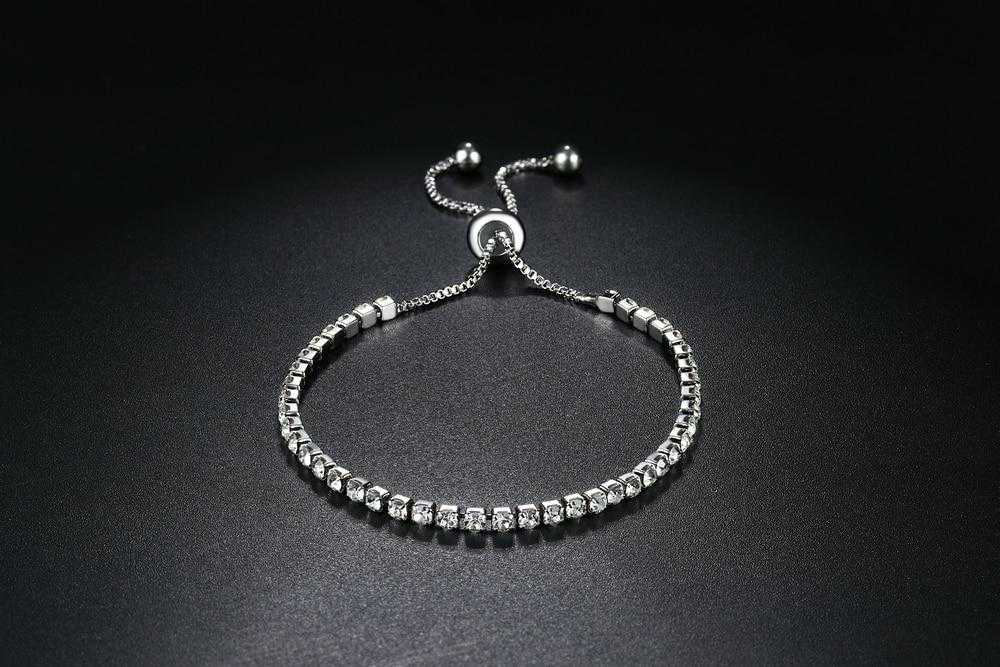 Women's Adjustable Tennis Chain Bracelet With Cubic Zirconia