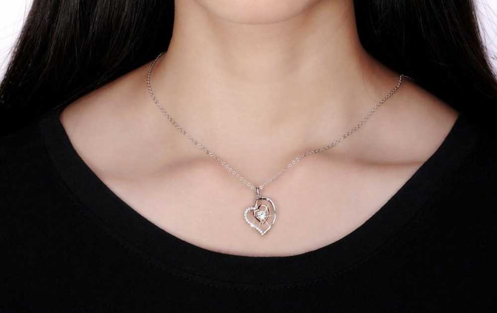 Women's Double Heart Pendant Necklace With Cubic Zirconia