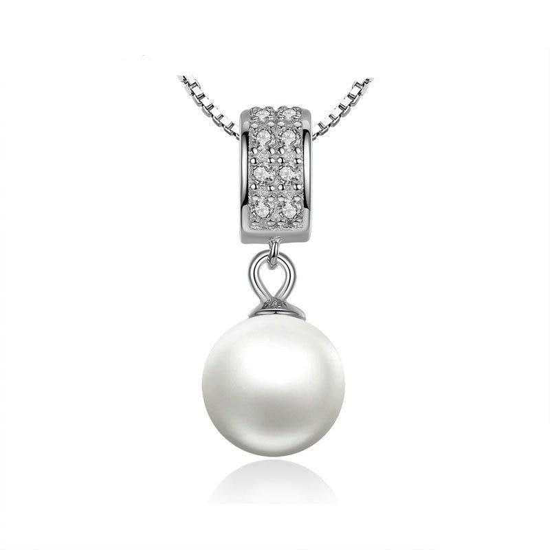Women's Sterling Silver Pearl Pendant With 18 Inch Link Chain