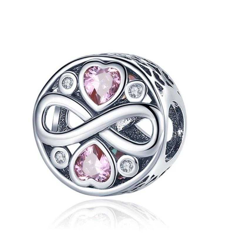 Women's Sterling Silver Infinity And Teddy Charm With Zirconia