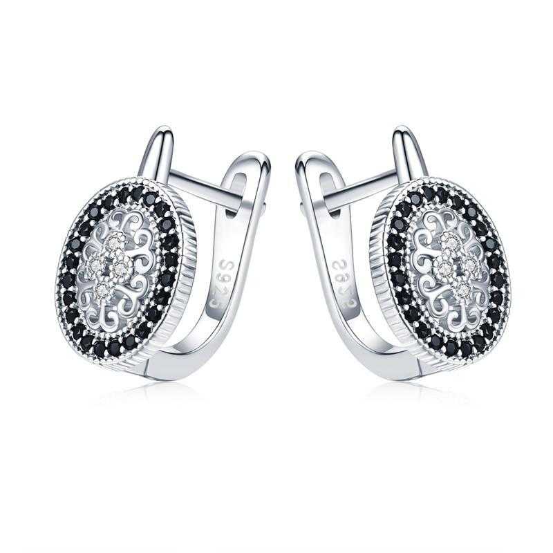 Women's Sterling Silver Spinel Hoop Earrings With Zirconia