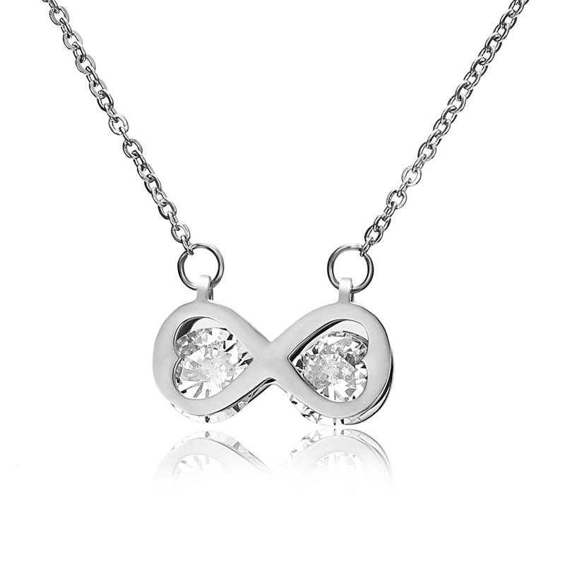 Women's Infinity Heart Zirconia Necklace With 18 Inch Chain