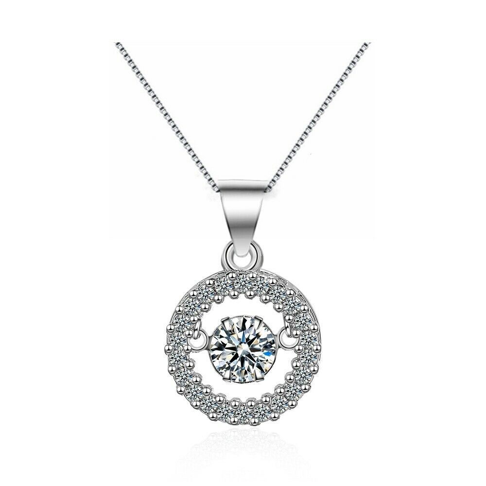 Women's Sterling Silver Stone Pendant With 18 Inch Chain