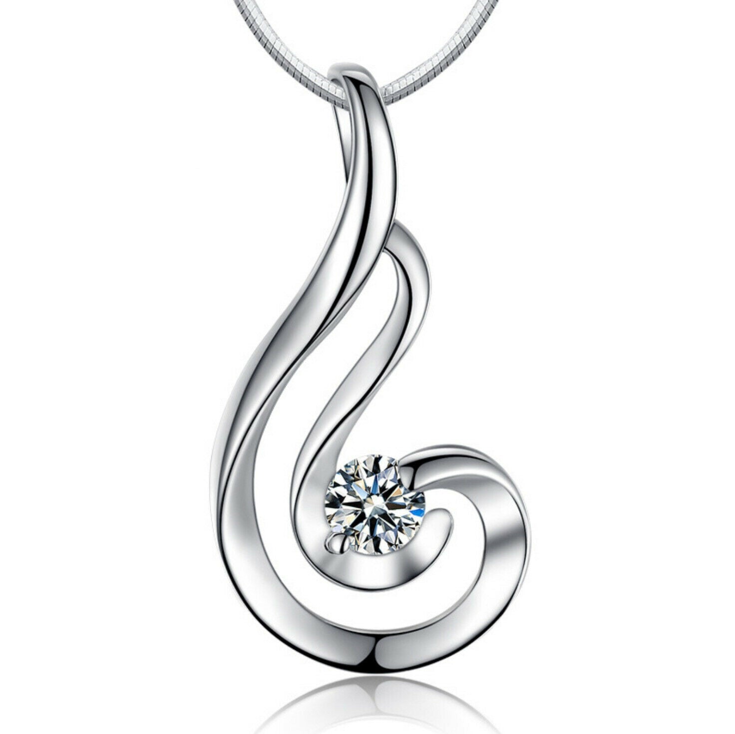 Women's Sterling Silver Pendant Studded With Cubic Zirconia