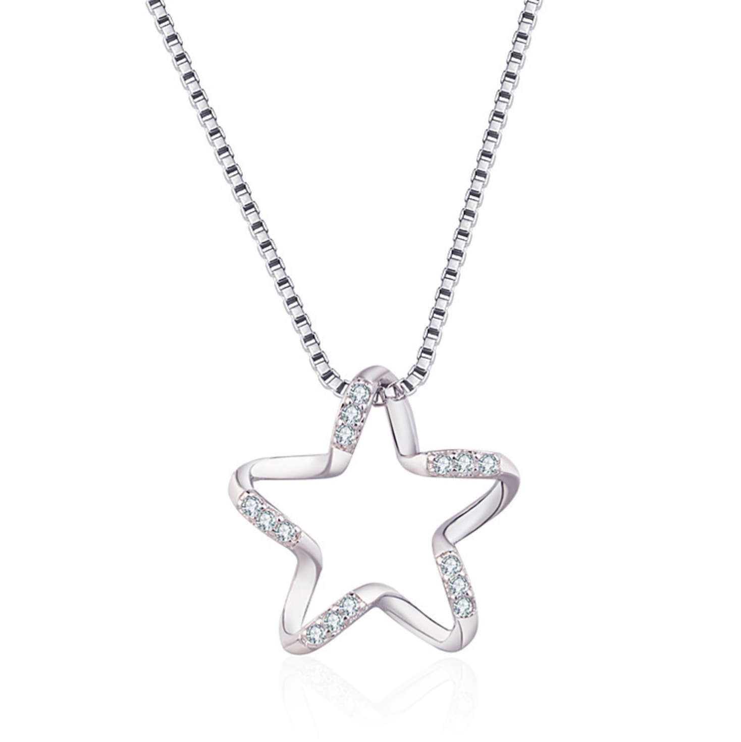 Women's Sterling Silver Star Winded Pendant With 18 Inch Chain