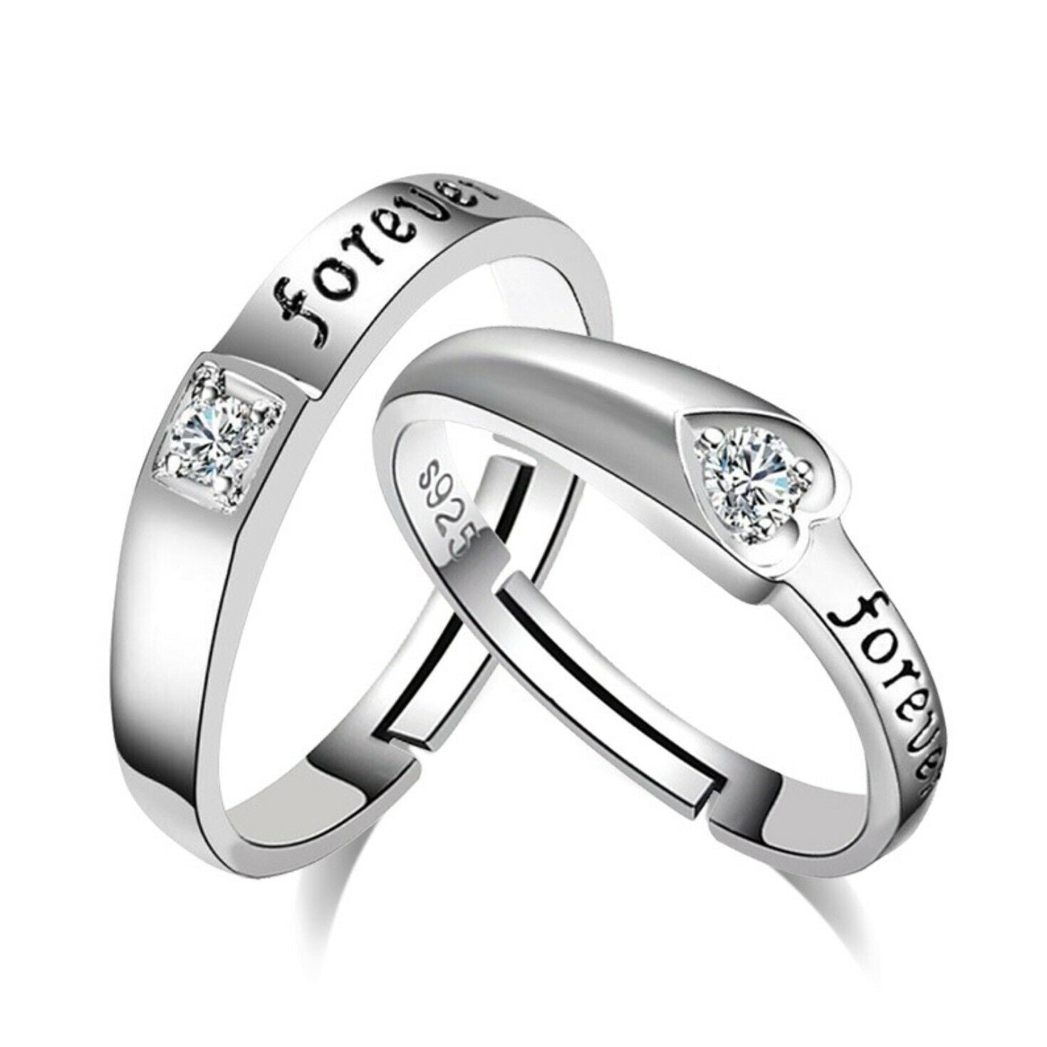 Sterling Silver Love You Forever Adjustable Couple Ring