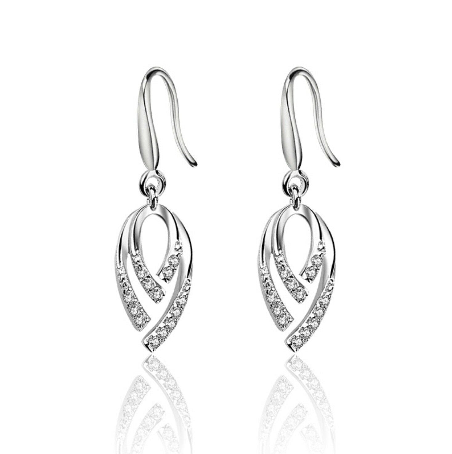 Women's Sterling Silver Drop Earrings With Cubic Zirconia