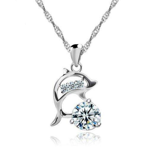 Women's Sterling Silver Dolphin Pendant With 18 Inch Chain