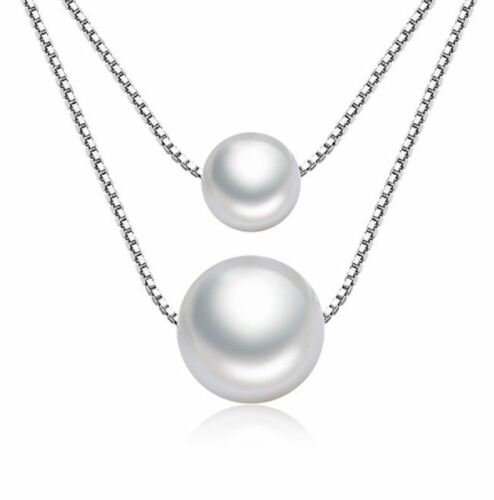 Women's Silver Pearl Pendant With 18 Inch Layered Chain